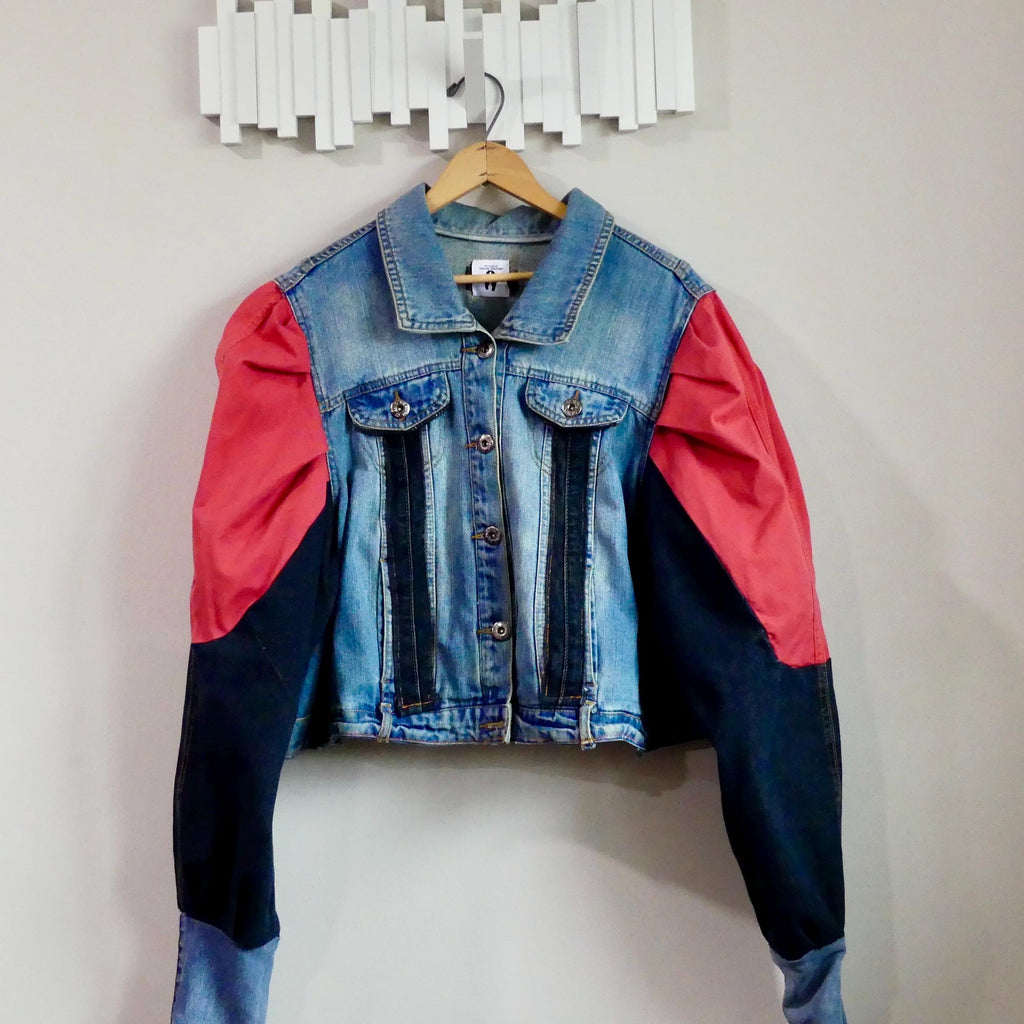 The “Justice” Jacket — Cropped Jean Jacket with Exaggerated Puffed Sleeves