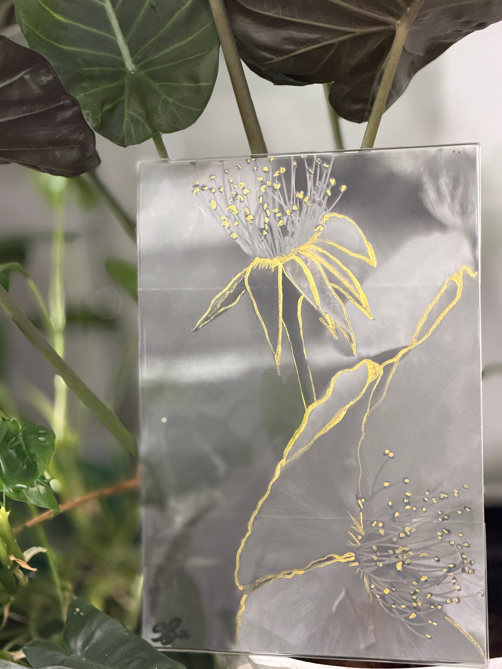 Untitled | Original Botanical Waxed Photograph with Gold Ink Accent (2026)