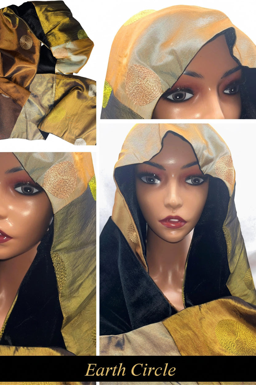Luxury Unisex Velvet Satin “Silky” Scarves. Color Block, Patchwork Design