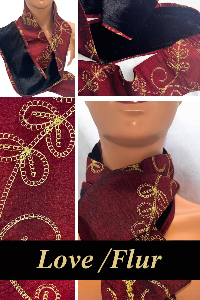 Luxury Unisex Velvet Satin “Silky” Scarves. Color Block, Patchwork Design