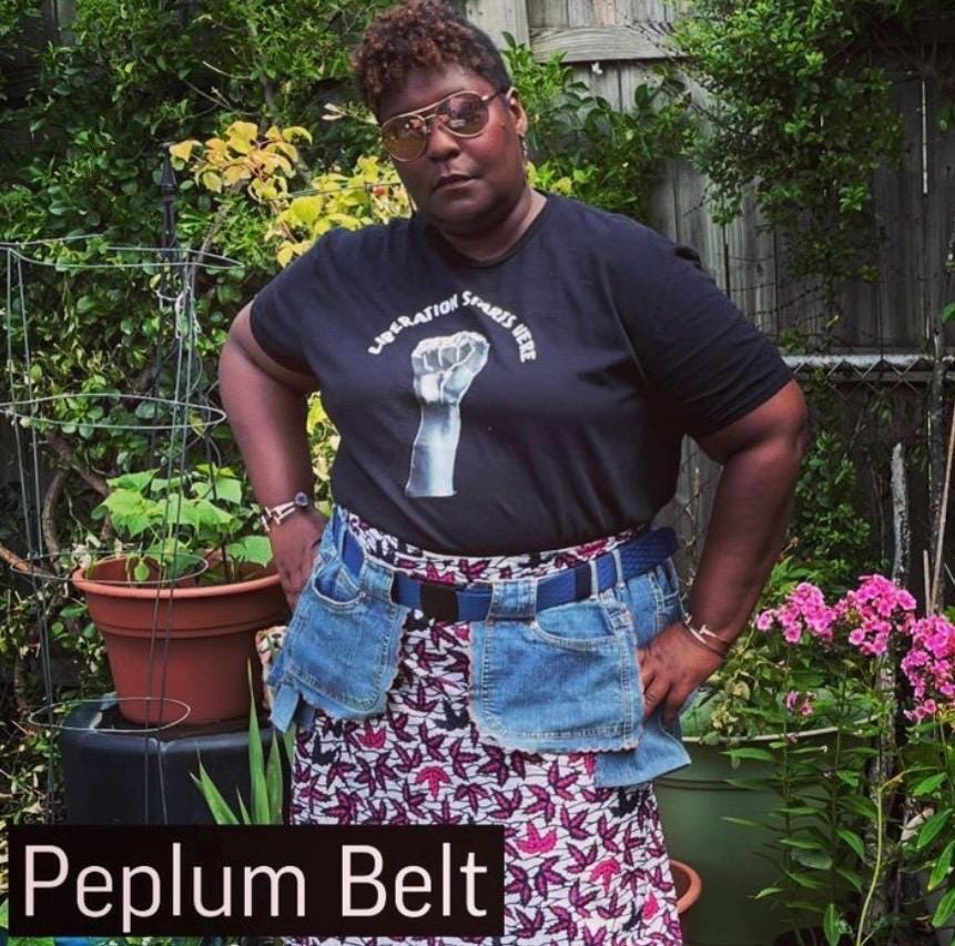 8 Pocket Denim Upcycled Peplum Belt - Plus size