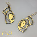 African Mask Inspired Wood Earrings