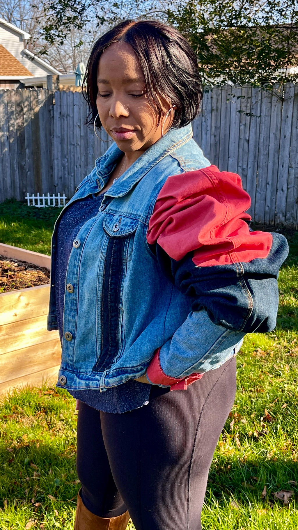 The “Justice” Jacket — Cropped Jean Jacket with Exaggerated Puffed Sleeves