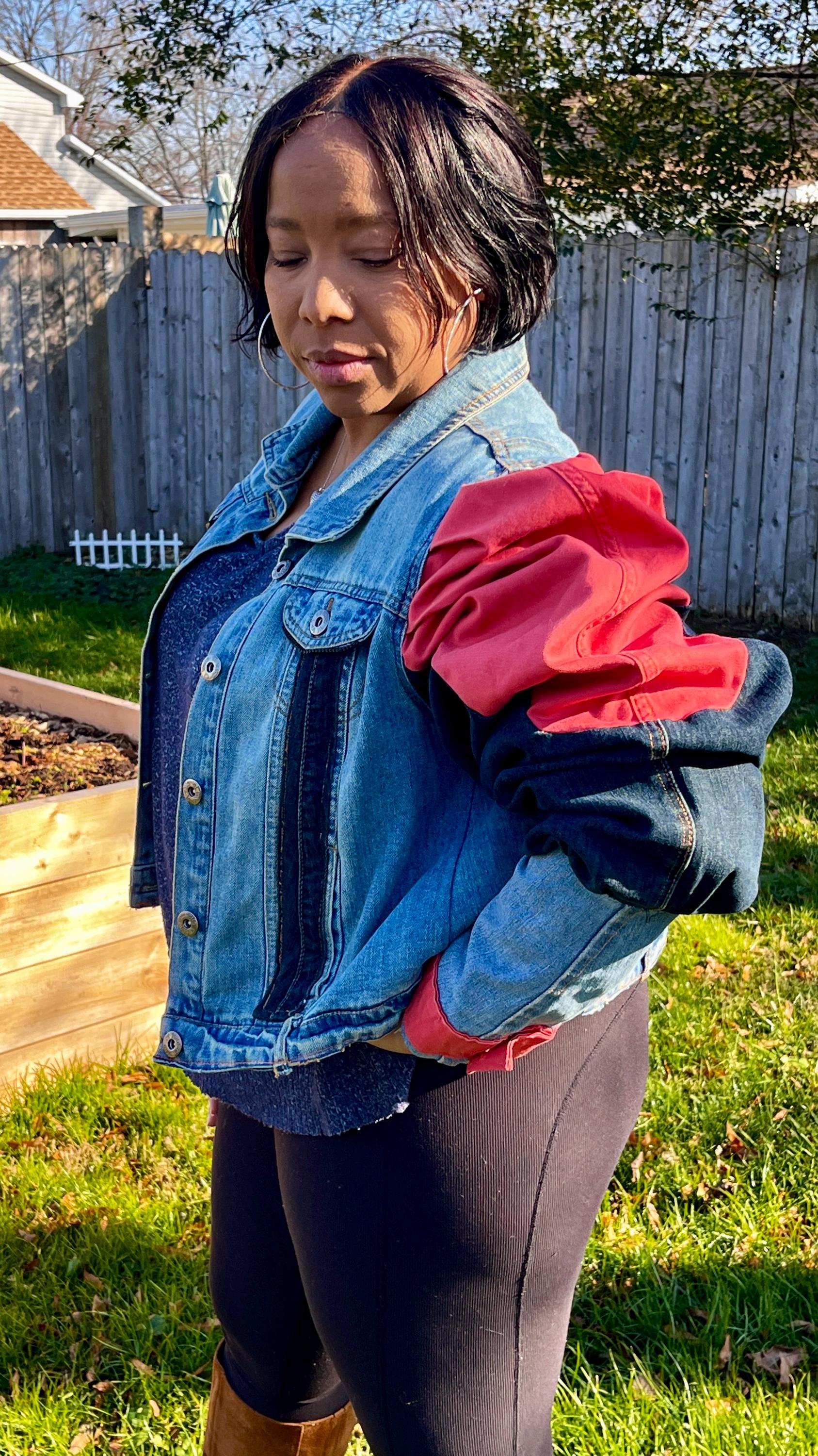 The “Justice” Jacket — Cropped Jean Jacket with Exaggerated Puffed Sleeves