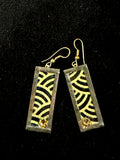 Black & Gold Seigaiha Bar Earrings — Curated Artisan Collection