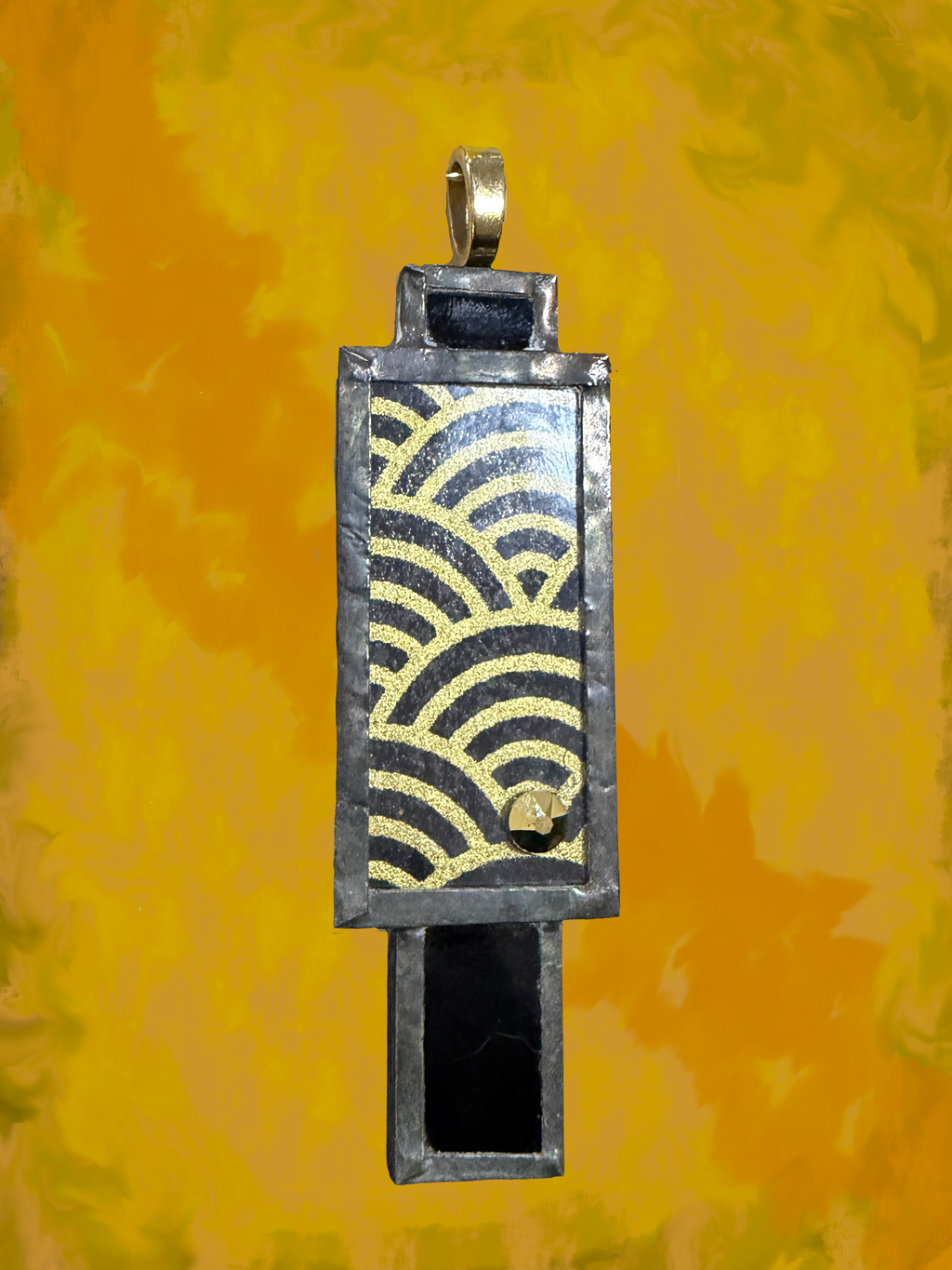 Black & Gold Seigaiha Bar Pendant — Curated Artisan Collection