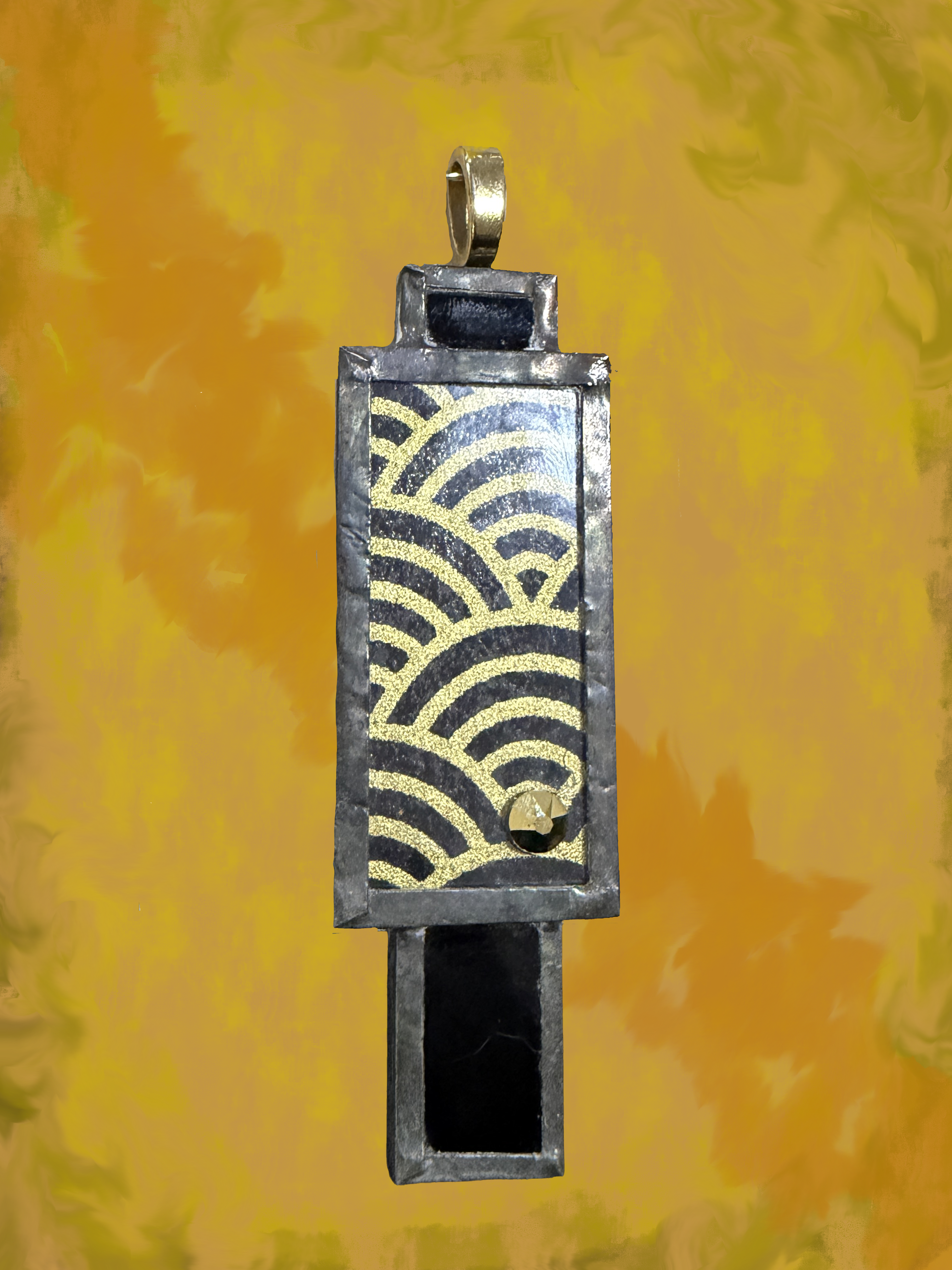Black & Gold Seigaiha Bar Pendant — Curated Artisan Collection