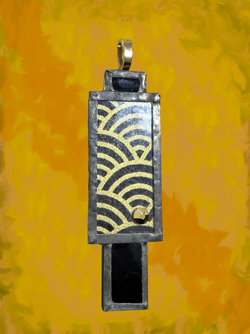 Black & Gold Seigaiha Bar Pendant — Curated Artisan Collection