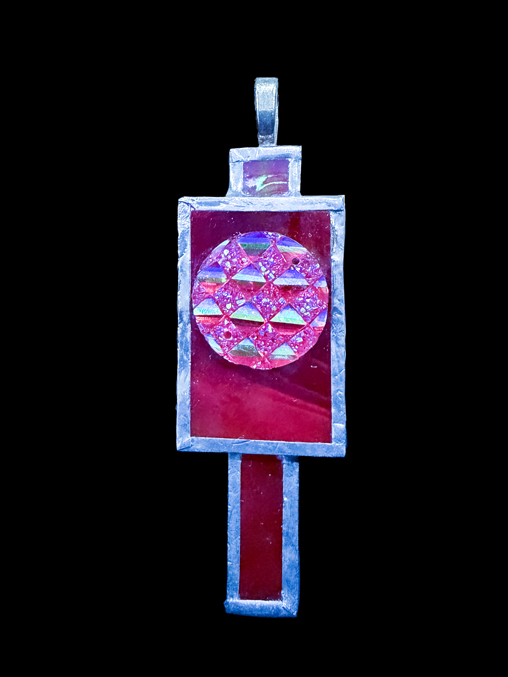 Fuchsia Dichroic Glass Bar Pendant — Curated Artisan Collection