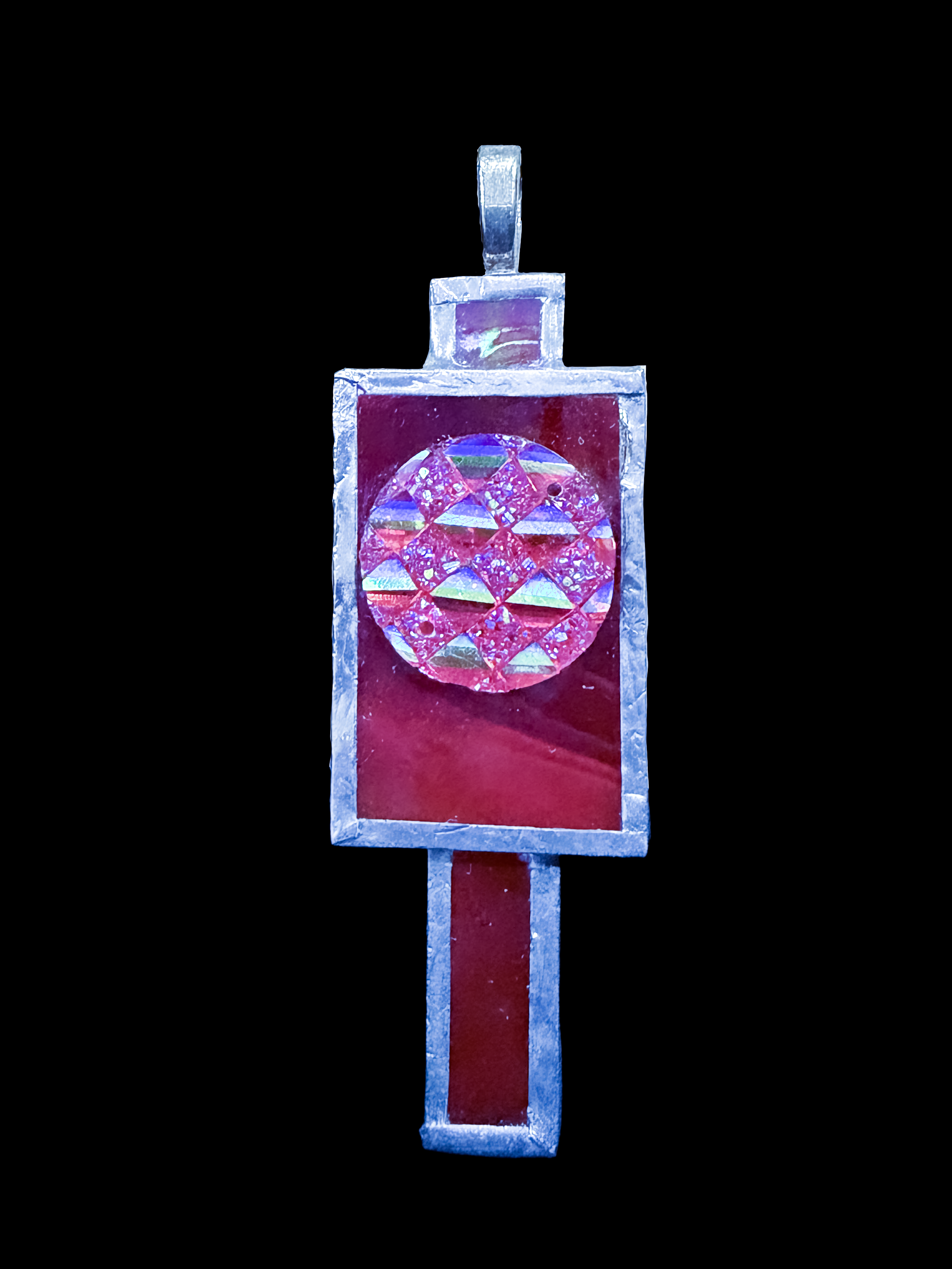 Fuchsia Dichroic Glass Bar Pendant — Curated Artisan Collection