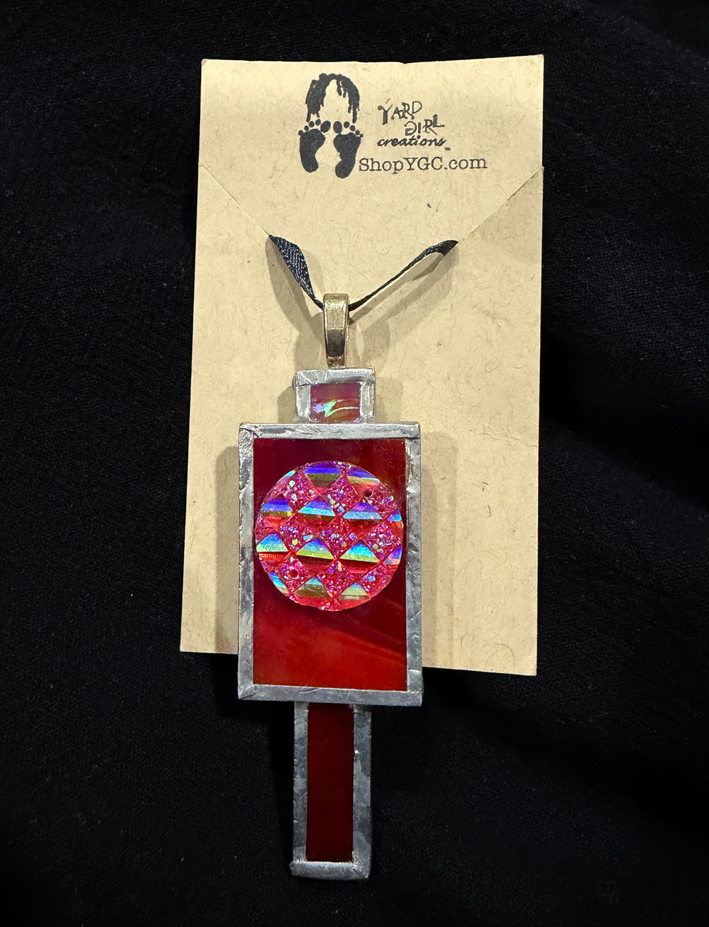 Fuchsia Dichroic Glass Bar Pendant — Curated Artisan Collection