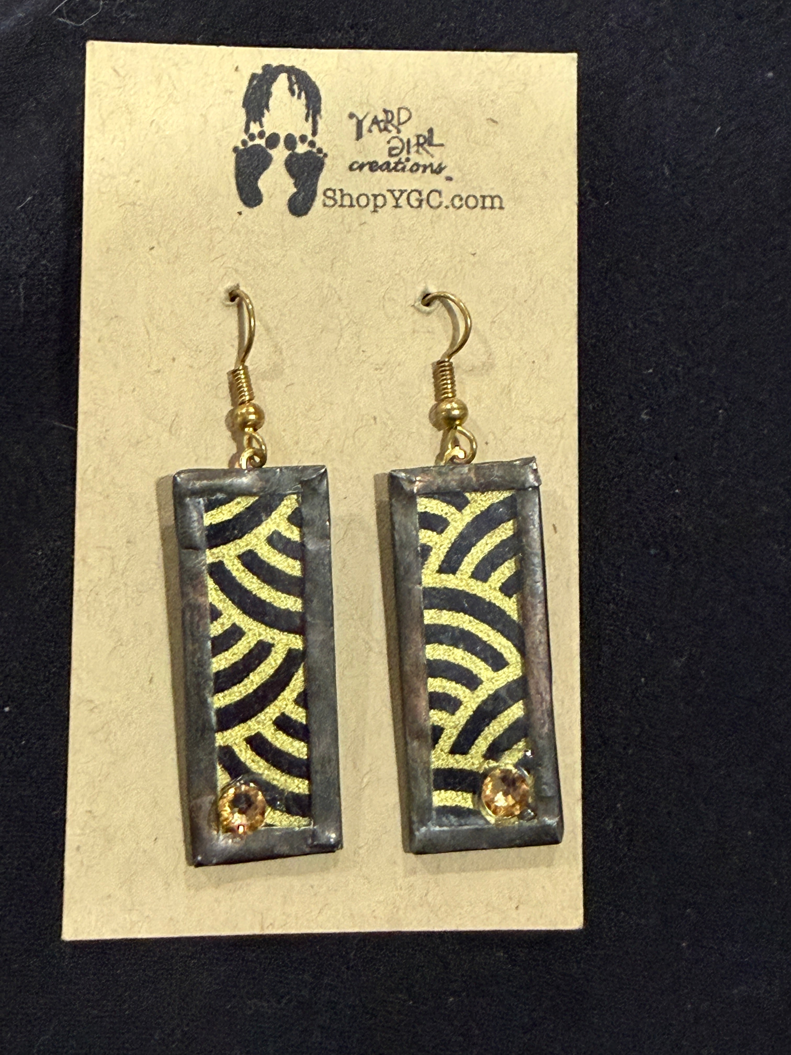 Black & Gold Seigaiha Bar Earrings — Curated Artisan Collection