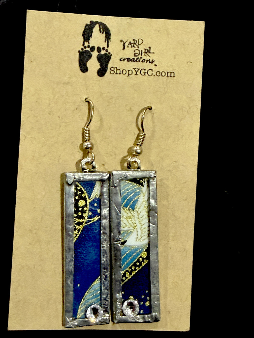 Blue Art Nouveau Bar Earrings