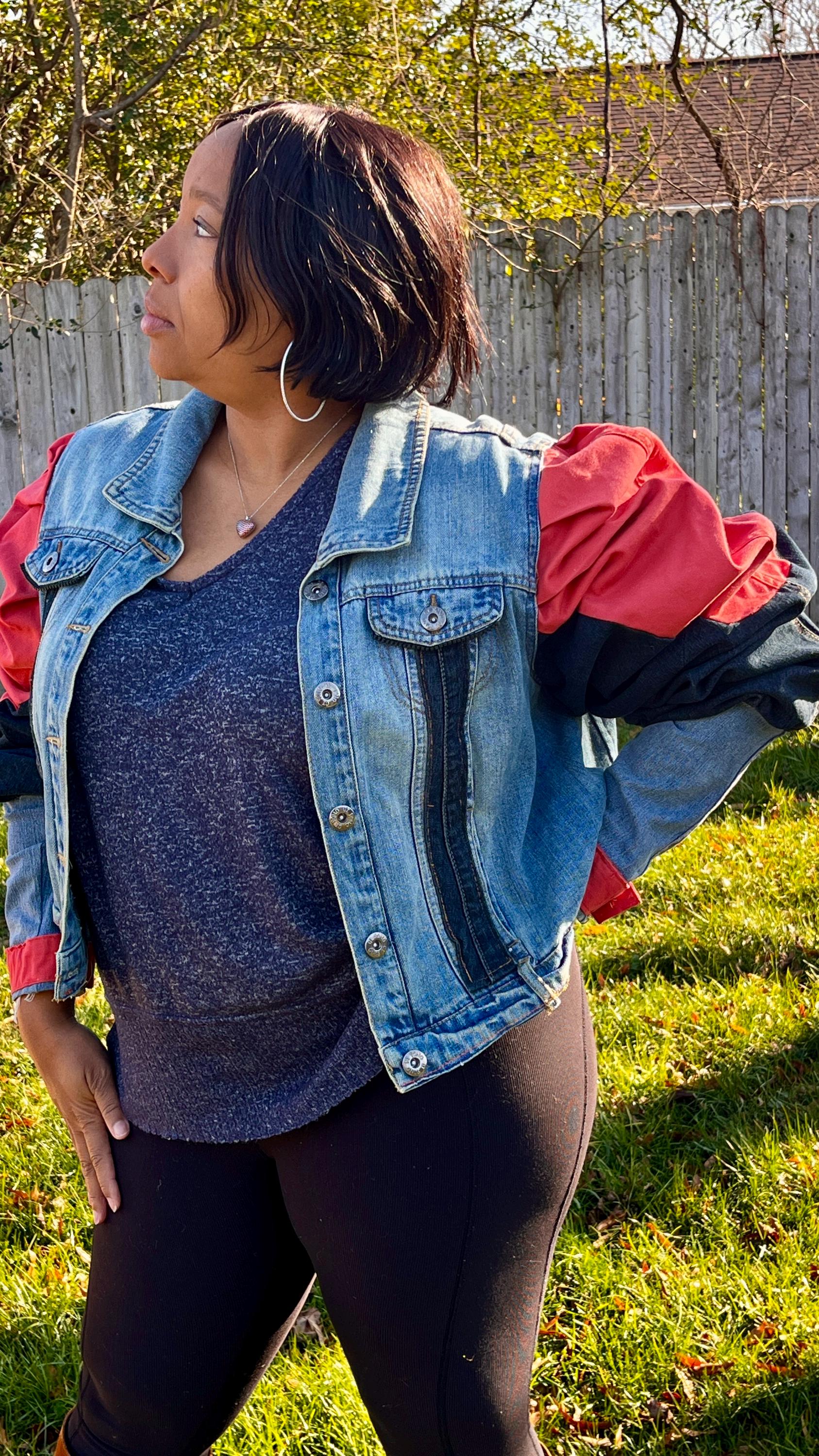 The “Justice” Jacket — Cropped Jean Jacket with Exaggerated Puffed Sleeves
