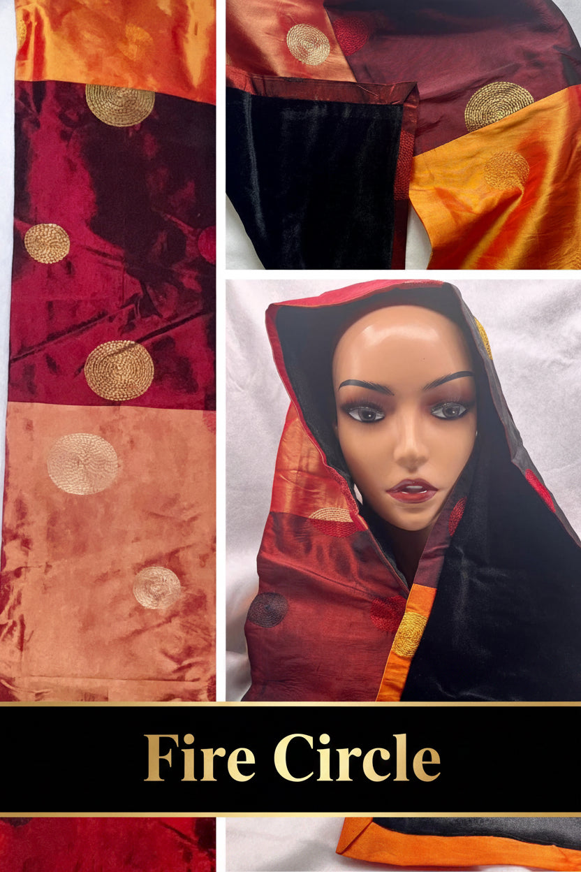 Luxury Unisex Velvet Satin “Silky” Scarves. Color Block, Patchwork Design